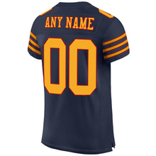 Load image into Gallery viewer, Custom Navy Gold-Red Mesh Authentic Football Jersey
