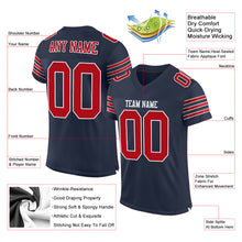 Load image into Gallery viewer, Custom Navy Red-White Mesh Authentic Football Jersey