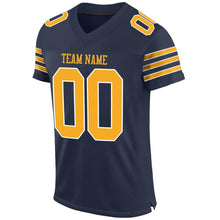 Load image into Gallery viewer, Custom Navy Gold-White Mesh Authentic Football Jersey