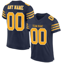 Load image into Gallery viewer, Custom Navy Gold-White Mesh Authentic Football Jersey