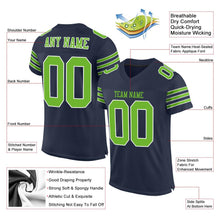 Load image into Gallery viewer, Custom Navy Neon Green-White Mesh Authentic Football Jersey