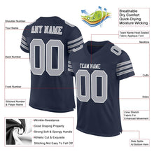 Load image into Gallery viewer, Custom Navy Gray-White Mesh Authentic Football Jersey