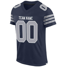 Load image into Gallery viewer, Custom Navy Gray-White Mesh Authentic Football Jersey