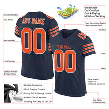 Load image into Gallery viewer, Custom Navy Orange-White Mesh Authentic Football Jersey