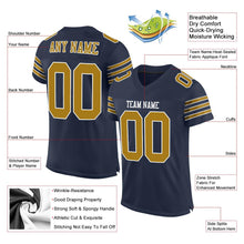 Load image into Gallery viewer, Custom Navy Old Gold-White Mesh Authentic Football Jersey