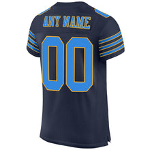 Load image into Gallery viewer, Custom Navy Powder Blue-Gold Mesh Authentic Football Jersey