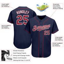 Load image into Gallery viewer, Custom Navy Red-White Authentic Baseball Jersey