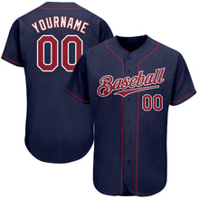 Load image into Gallery viewer, Custom Navy Red-White Authentic Baseball Jersey