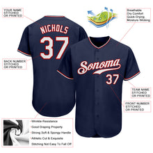 Load image into Gallery viewer, Custom Navy White-Red Authentic Baseball Jersey