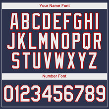 Load image into Gallery viewer, Custom Navy White-Red Authentic Baseball Jersey