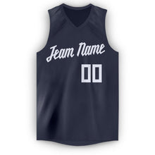 Load image into Gallery viewer, Custom Navy White V-Neck Basketball Jersey