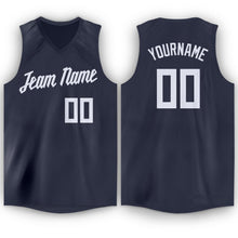 Load image into Gallery viewer, Custom Navy White V-Neck Basketball Jersey