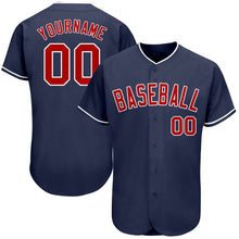 Load image into Gallery viewer, Custom Navy Red-White Authentic Baseball Jersey