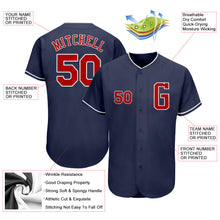 Load image into Gallery viewer, Custom Navy Red-White Authentic Baseball Jersey