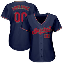 Load image into Gallery viewer, Custom Navy Red-Old Gold Authentic Baseball Jersey