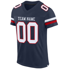 Load image into Gallery viewer, Custom Navy White-Red Mesh Authentic Football Jersey