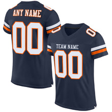 Load image into Gallery viewer, Custom Navy White-Orange Mesh Authentic Football Jersey