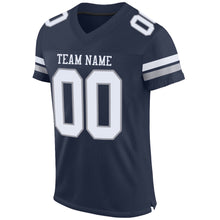 Load image into Gallery viewer, Custom Navy White-Light Gray Mesh Authentic Football Jersey