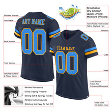 Load image into Gallery viewer, Custom Navy Powder Blue-Gold Mesh Authentic Football Jersey
