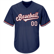 Load image into Gallery viewer, Custom Navy White-Red Authentic Throwback Rib-Knit Baseball Jersey Shirt