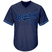 Load image into Gallery viewer, Custom Navy Navy-Powder Blue Authentic Throwback Rib-Knit Baseball Jersey Shirt