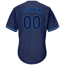Load image into Gallery viewer, Custom Navy Navy-Powder Blue Authentic Throwback Rib-Knit Baseball Jersey Shirt