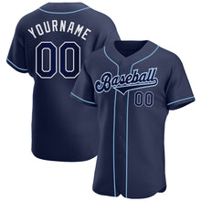 Load image into Gallery viewer, Custom Navy Navy-Powder Blue Authentic Baseball Jersey