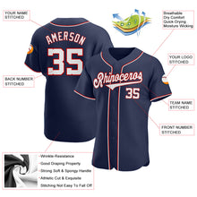 Load image into Gallery viewer, Custom Navy White-Red Authentic Baseball Jersey