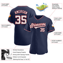 Load image into Gallery viewer, Custom Navy White-Red Authentic Baseball Jersey