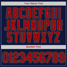 Load image into Gallery viewer, Custom Navy Red-Old Gold Authentic Baseball Jersey