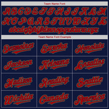 Load image into Gallery viewer, Custom Navy Red-Old Gold Authentic Baseball Jersey