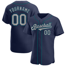 Load image into Gallery viewer, Custom Navy Gray-Teal Authentic Baseball Jersey