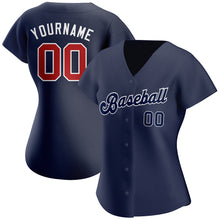 Load image into Gallery viewer, Custom Navy Red-White Authentic Baseball Jersey