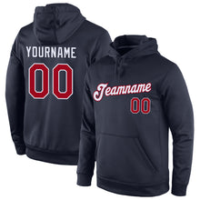 Load image into Gallery viewer, Custom Stitched Navy Red-White Sports Pullover Sweatshirt Hoodie