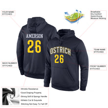 Load image into Gallery viewer, Custom Stitched Navy Gold-White Sports Pullover Sweatshirt Hoodie