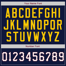 Load image into Gallery viewer, Custom Navy White-Gold Authentic American Flag Fashion Baseball Jersey