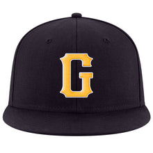 Load image into Gallery viewer, Custom Navy Gold-White Stitched Adjustable Snapback Hat