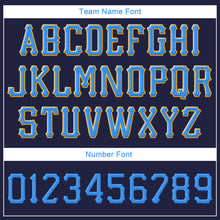 Load image into Gallery viewer, Custom Navy Powder Blue-Gold Stitched Adjustable Snapback Hat