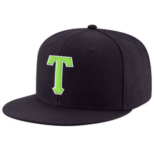 Load image into Gallery viewer, Custom Navy Neon Green-White Stitched Adjustable Snapback Hat