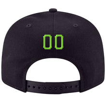 Load image into Gallery viewer, Custom Navy Neon Green-White Stitched Adjustable Snapback Hat