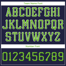 Load image into Gallery viewer, Custom Navy Neon Green-White Stitched Adjustable Snapback Hat