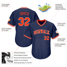 Load image into Gallery viewer, Custom Navy Orange-Gray Authentic Throwback Rib-Knit Baseball Jersey Shirt