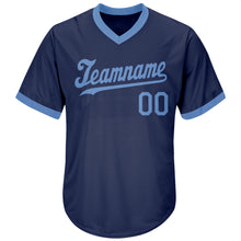 Load image into Gallery viewer, Custom Navy Light Blue Authentic Throwback Rib-Knit Baseball Jersey Shirt