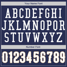 Load image into Gallery viewer, Custom Navy White-Old Gold Authentic Throwback Rib-Knit Baseball Jersey Shirt