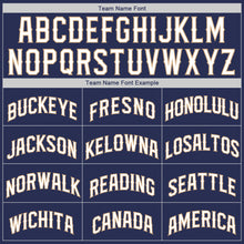 Load image into Gallery viewer, Custom Navy White-Old Gold Authentic Throwback Rib-Knit Baseball Jersey Shirt