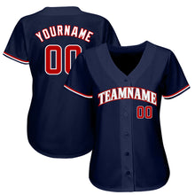 Load image into Gallery viewer, Custom Navy Red-White Authentic Baseball Jersey