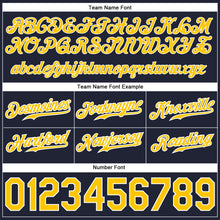 Load image into Gallery viewer, Custom Navy Gold-White Authentic Throwback Basketball Shorts