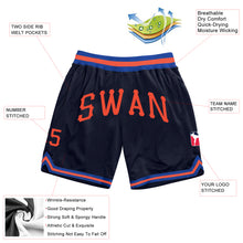 Load image into Gallery viewer, Custom Navy Orange-Royal Authentic Throwback Basketball Shorts