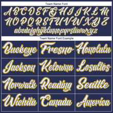 Load image into Gallery viewer, Custom Navy Gold-White Authentic Throwback Basketball Jersey