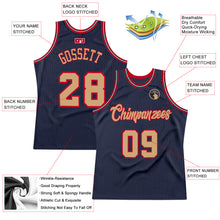 Load image into Gallery viewer, Custom Navy Old Gold-Red Authentic Throwback Basketball Jersey